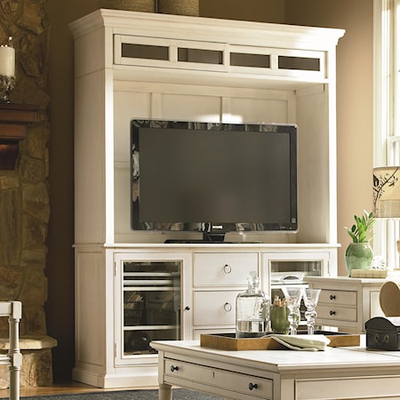 Transitional Famhouse Entertainment Console and Hutch