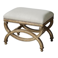 Karline Small Bench with Ornate Wood Accents