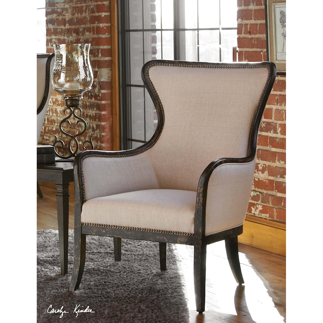 Uttermost Accent Furniture - Accent Chairs Sandy Wing Chair