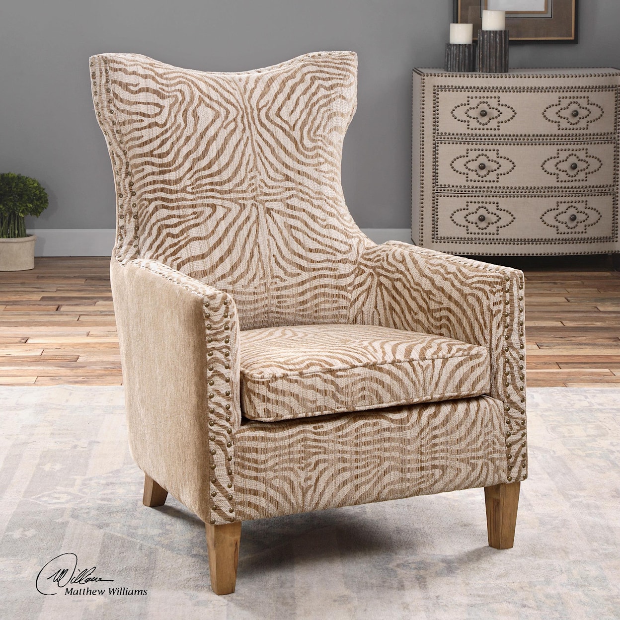 Uttermost Accent Furniture - Accent Chairs Kiango Animal Pattern Armchair