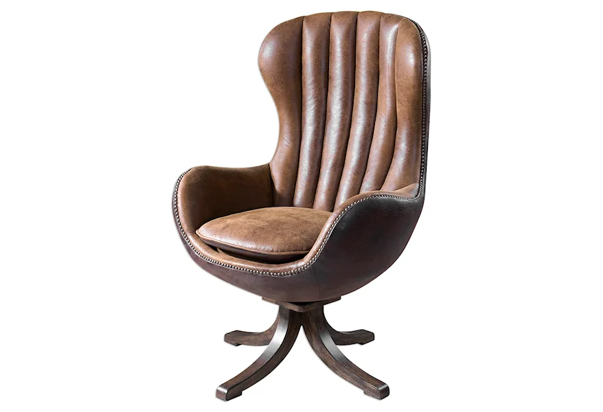 Accent Furniture - Accent Chairs Garrett Mid-century Swivel Chair by Uttermost at Weinberger's Furniture