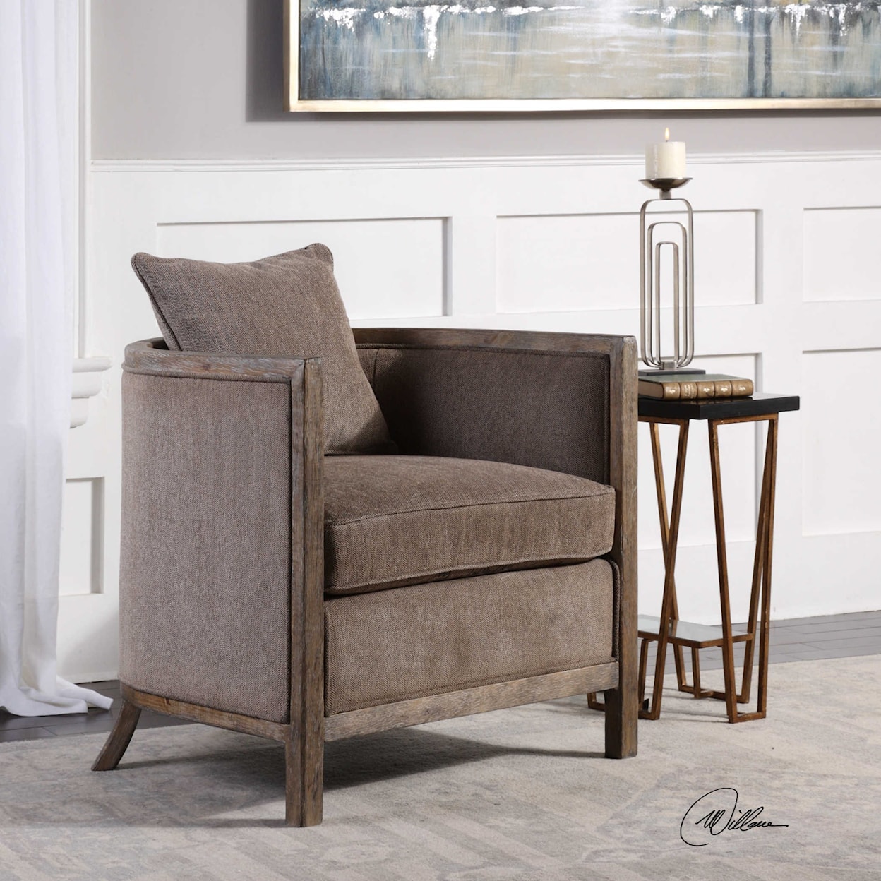 Uttermost Accent Furniture - Accent Chairs Viaggio Gray Chenille Accent Chair