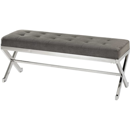 Bijou Gray Fabric Bench