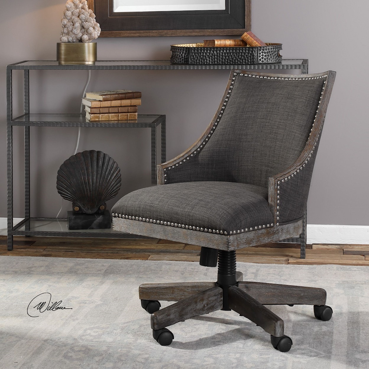 Uttermost Accent Furniture Aidrian Charcoal Desk Chair