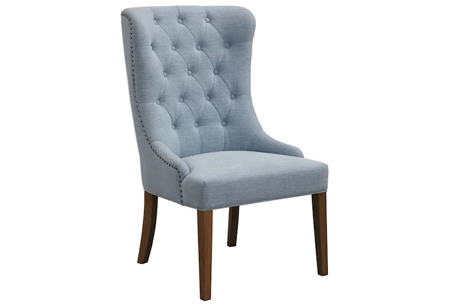 Accent Furniture - Accent Chairs Rioni Tufted Wing Chair by Uttermost at Del Sol Furniture