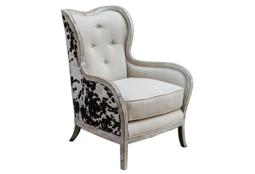 Accent Furniture - Accent Chairs Chalina High Back Arm Chair by Uttermost at Del Sol Furniture