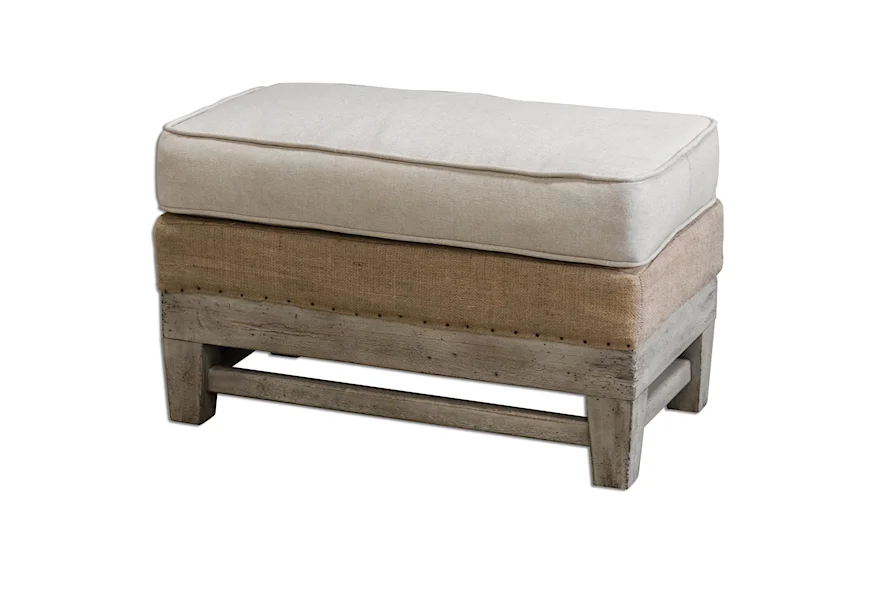 Accent Furniture - Ottomans Schafer Linen Ottoman by Uttermost at Factory Direct Furniture