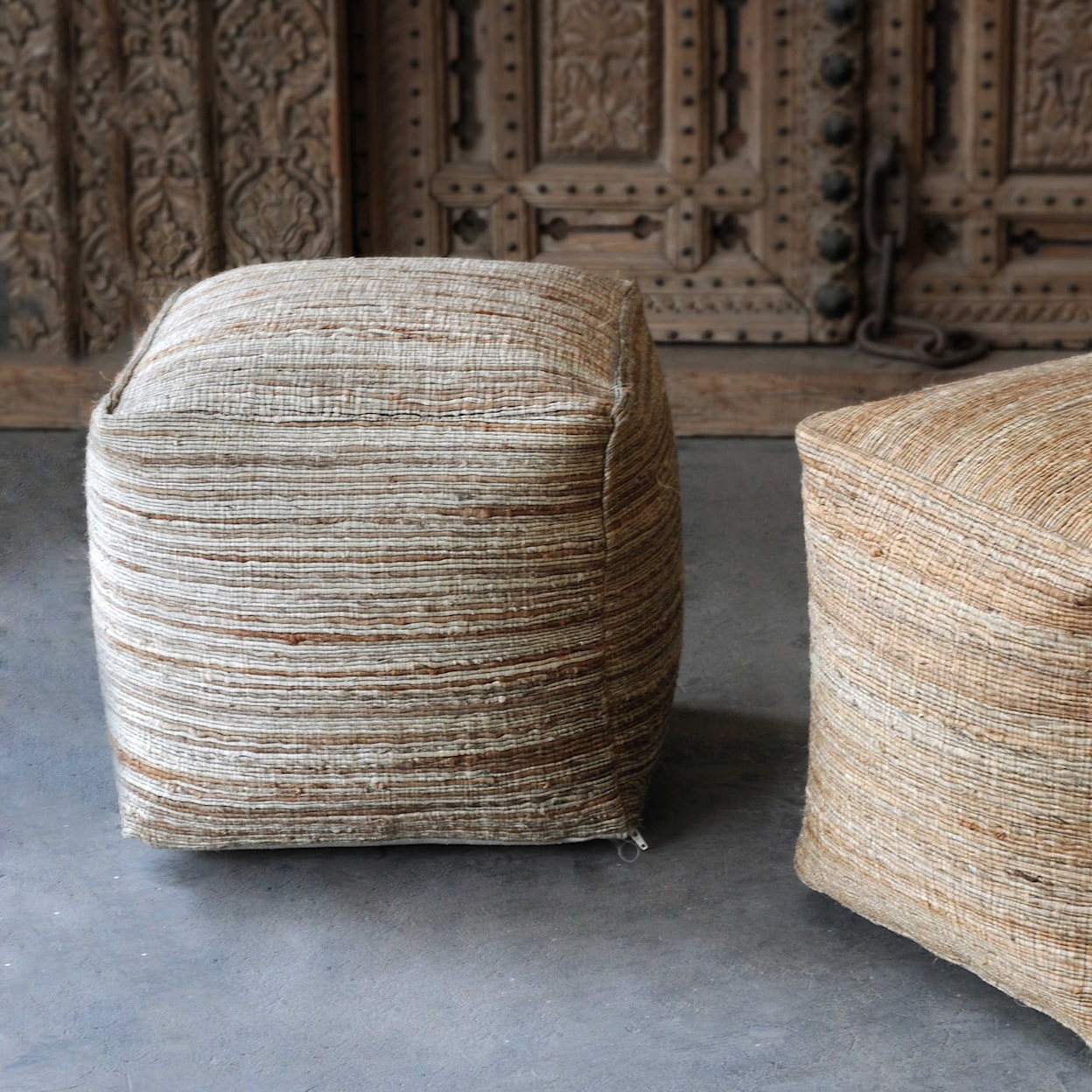 Uttermost Accent Furniture - Ottomans Shiro Beige Pouf