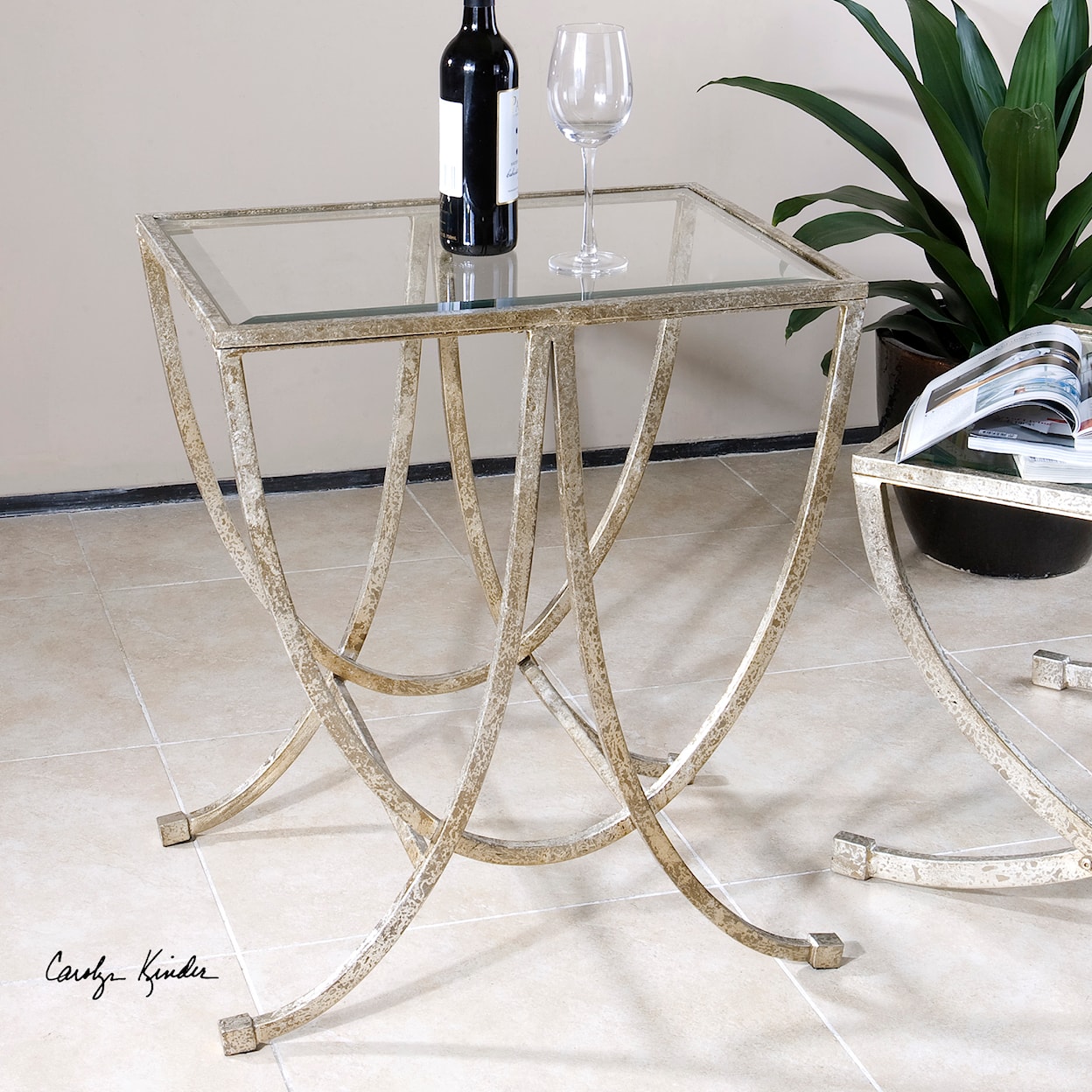 Uttermost Accent Furniture - Occasional Tables Marta Antiqued Silver Side Table