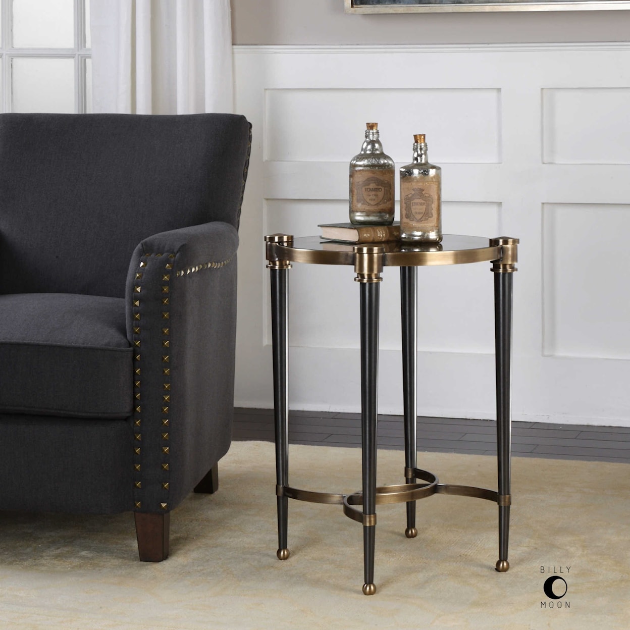 Uttermost Accent Furniture - Occasional Tables Thora Brushed Black Accent Table