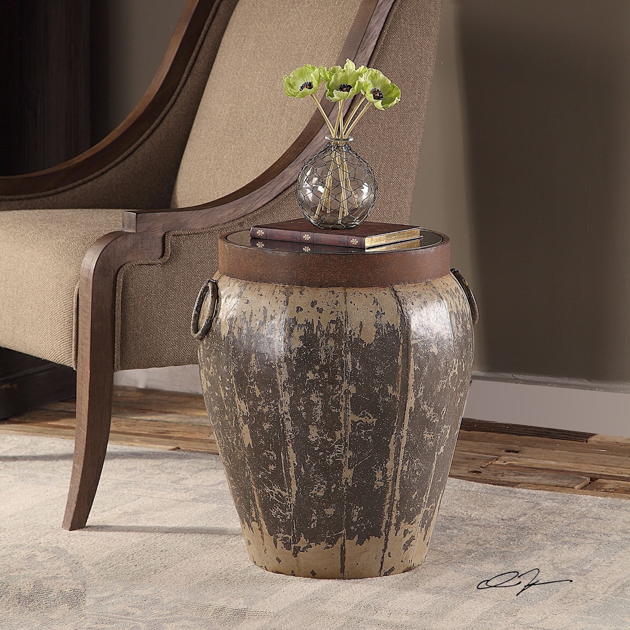 Uttermost Accent Furniture - Occasional Tables Neith Metal Drum Accent Table