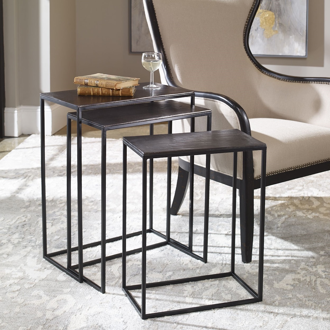 Uttermost Accent Furniture - Occasional Tables Coreene Iron Nesting Tables S/3