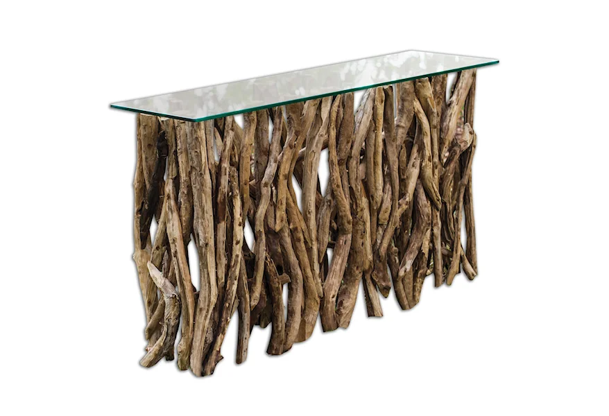 Accent Furniture - Occasional Tables Teak Wood Console by Uttermost at Goffena Furniture & Mattress Center