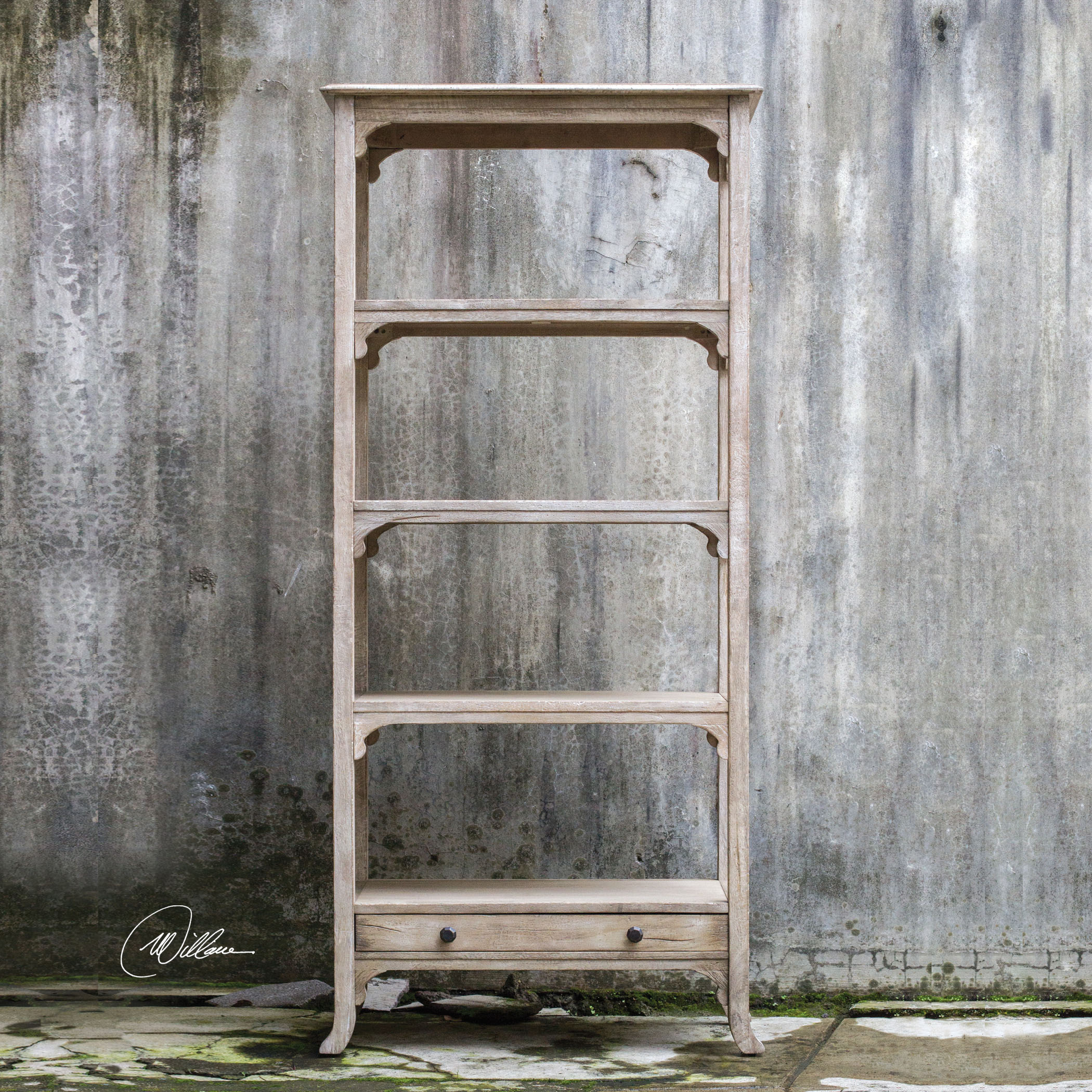 Bridgely Aged White Etagere
