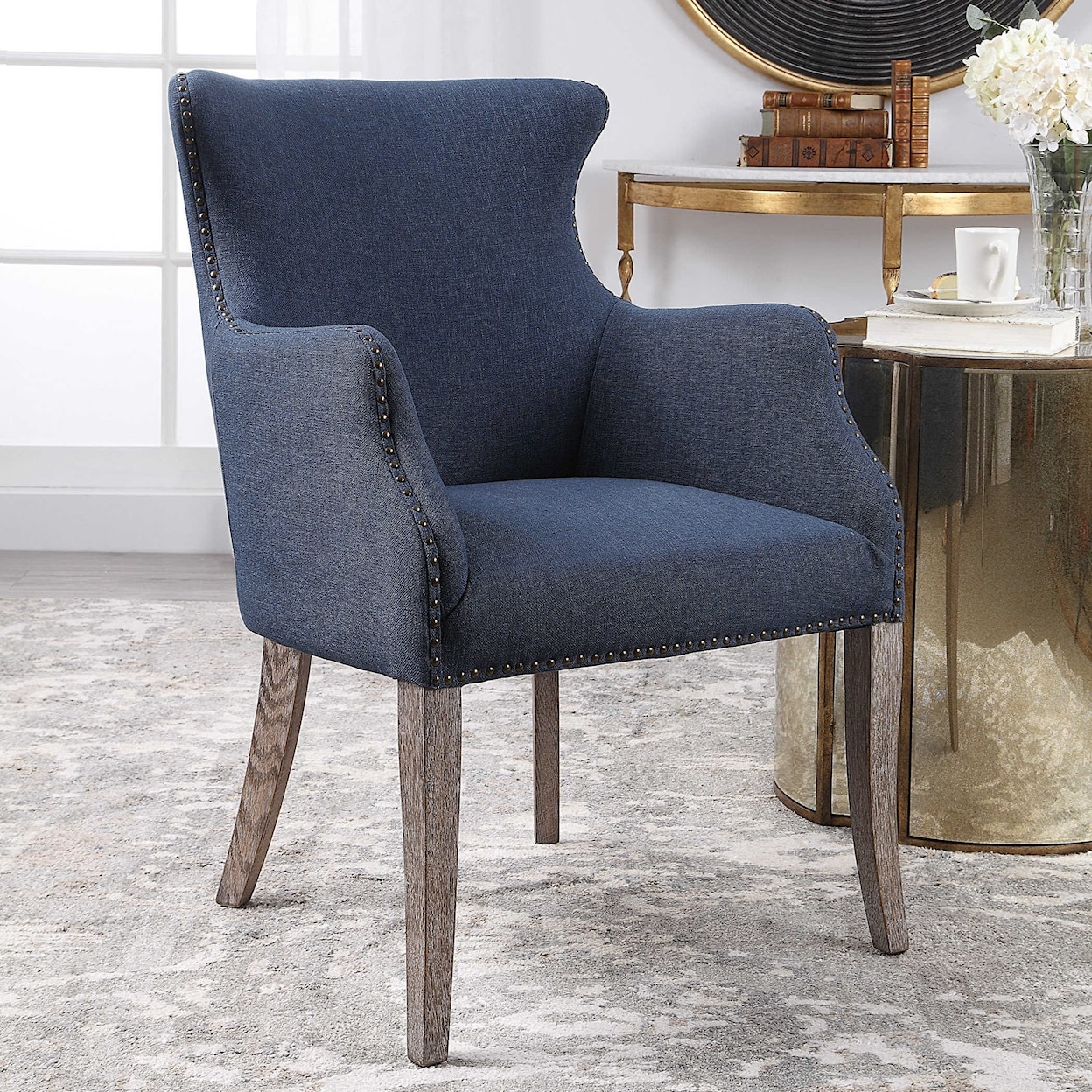Uttermost Accent Furniture - Accent Chairs Yareena Blue Wing Chair