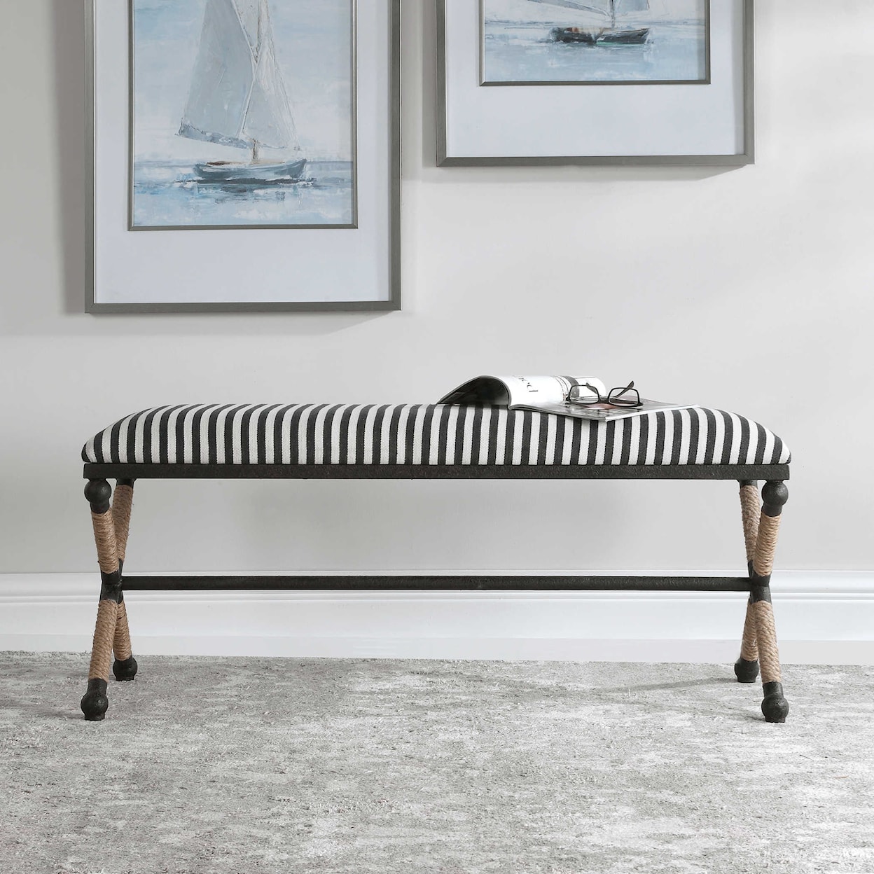 Uttermost Accent Furniture - Benches Braddock Striped Bench