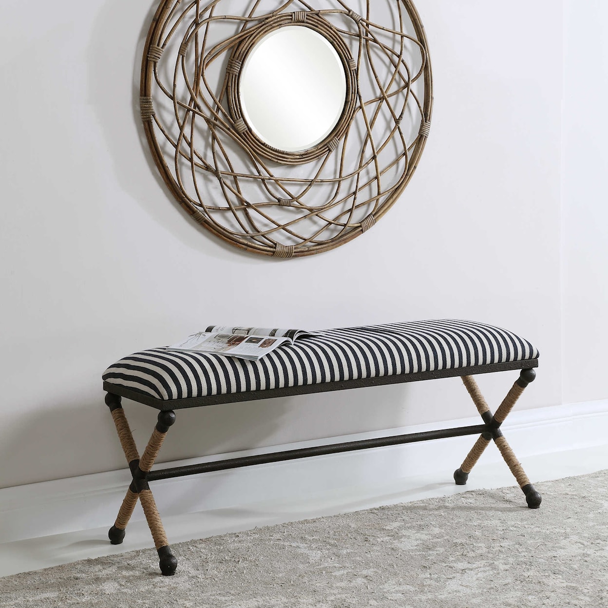 Uttermost Accent Furniture - Benches Braddock Striped Bench