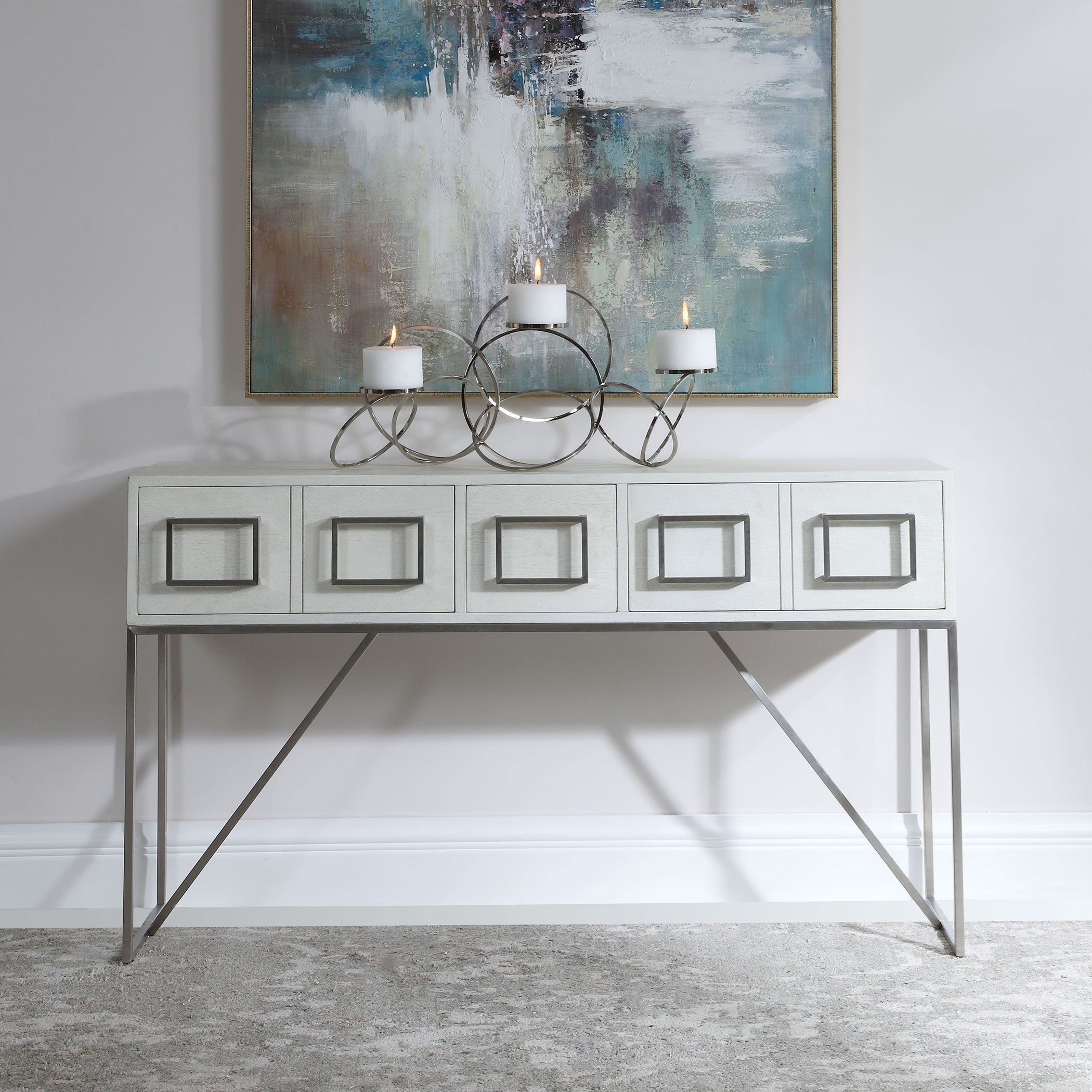 Uttermost Accent Furniture - Occasional Tables Abaya White Console Table