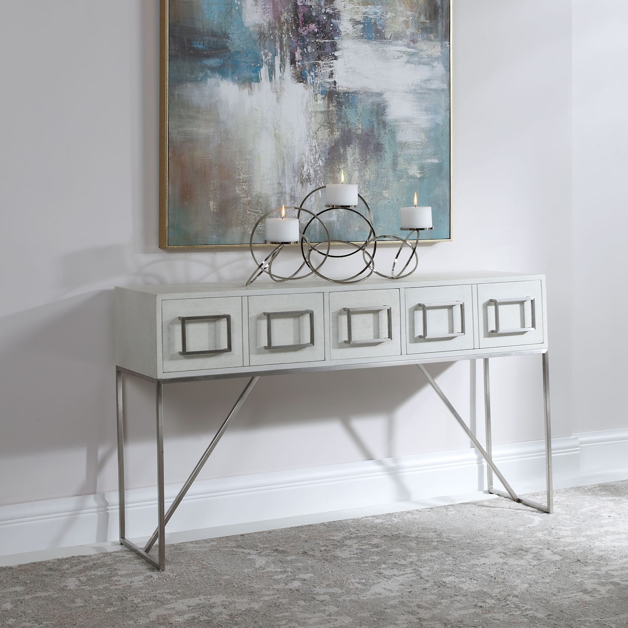 Uttermost Accent Furniture - Occasional Tables Abaya White Console Table