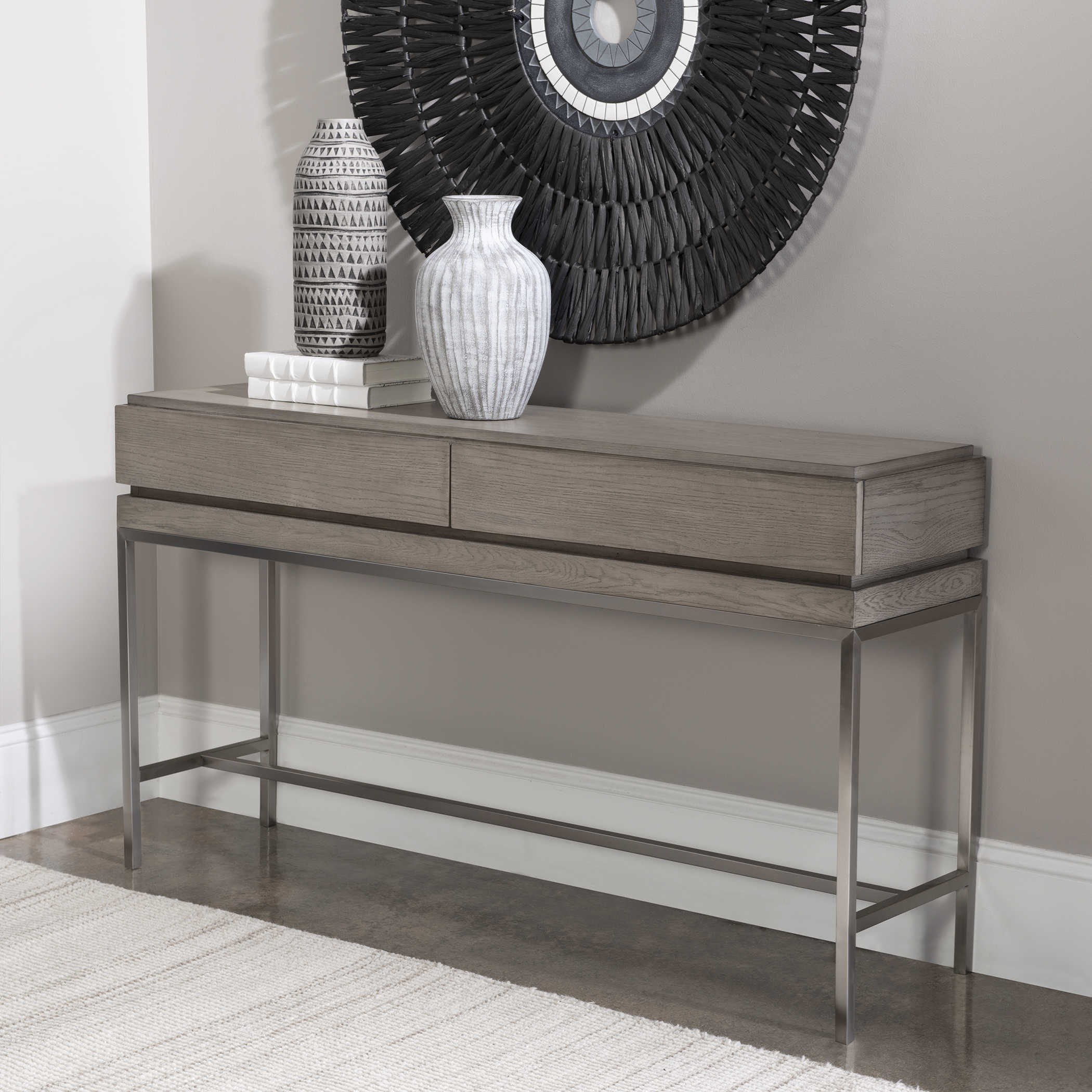 Uttermost Accent Furniture - Occasional Tables Kamala Gray Oak Console Table