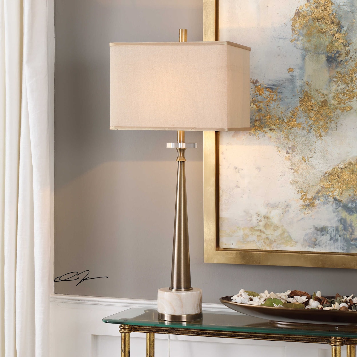 Uttermost Buffet Lamps Verner Tapered Brass Table Lamp