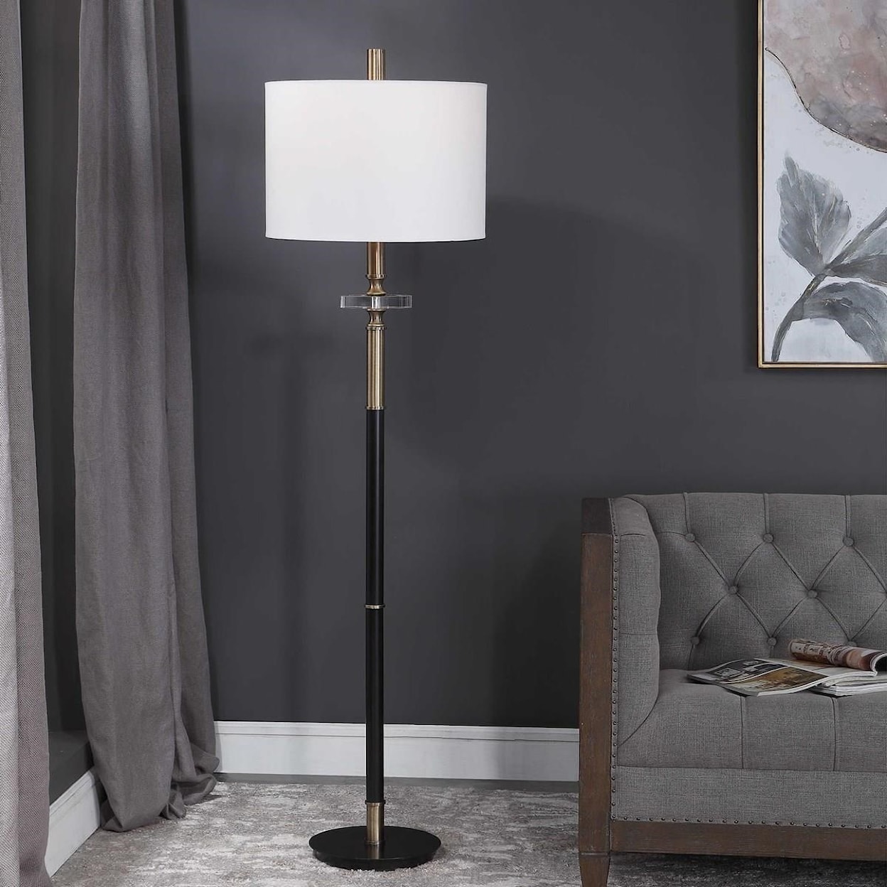 Uttermost Floor Lamps Maud Aged Black Floor Lamp