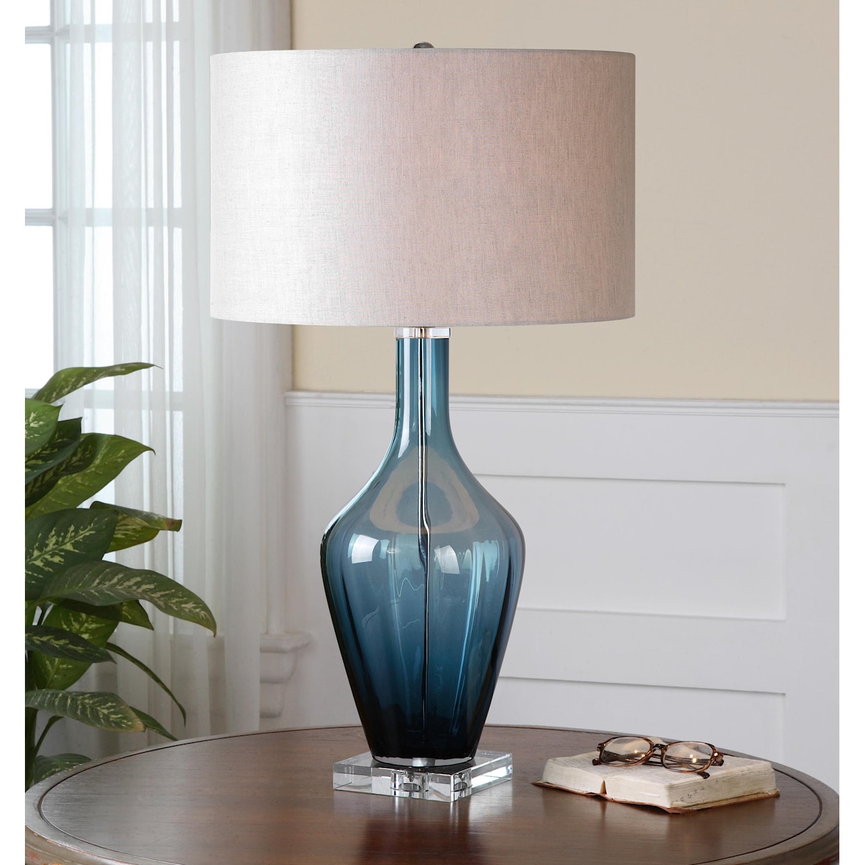 Uttermost Table Lamps Hagano Blue Glass Table Lamp