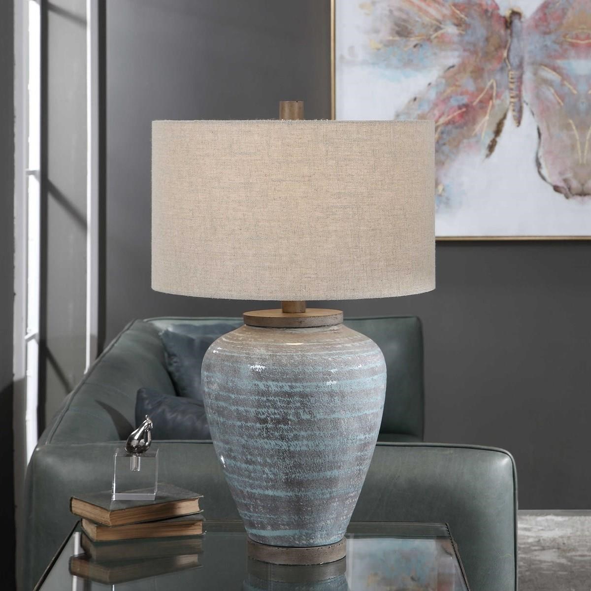 Uttermost Table Lamps Pelia Light Aqua Table Lamp