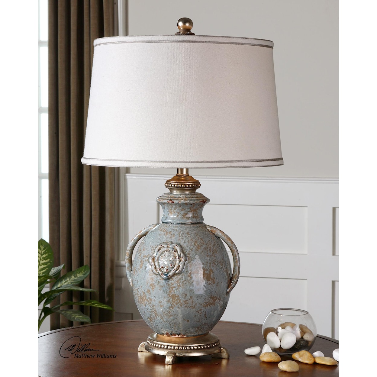 Uttermost Table Lamps Cancello Blue Glaze Lamp