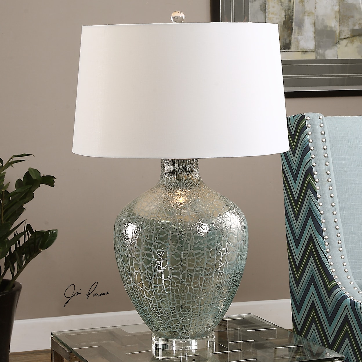 Uttermost Table Lamps Zumpano Crackled Gray Table Lamp