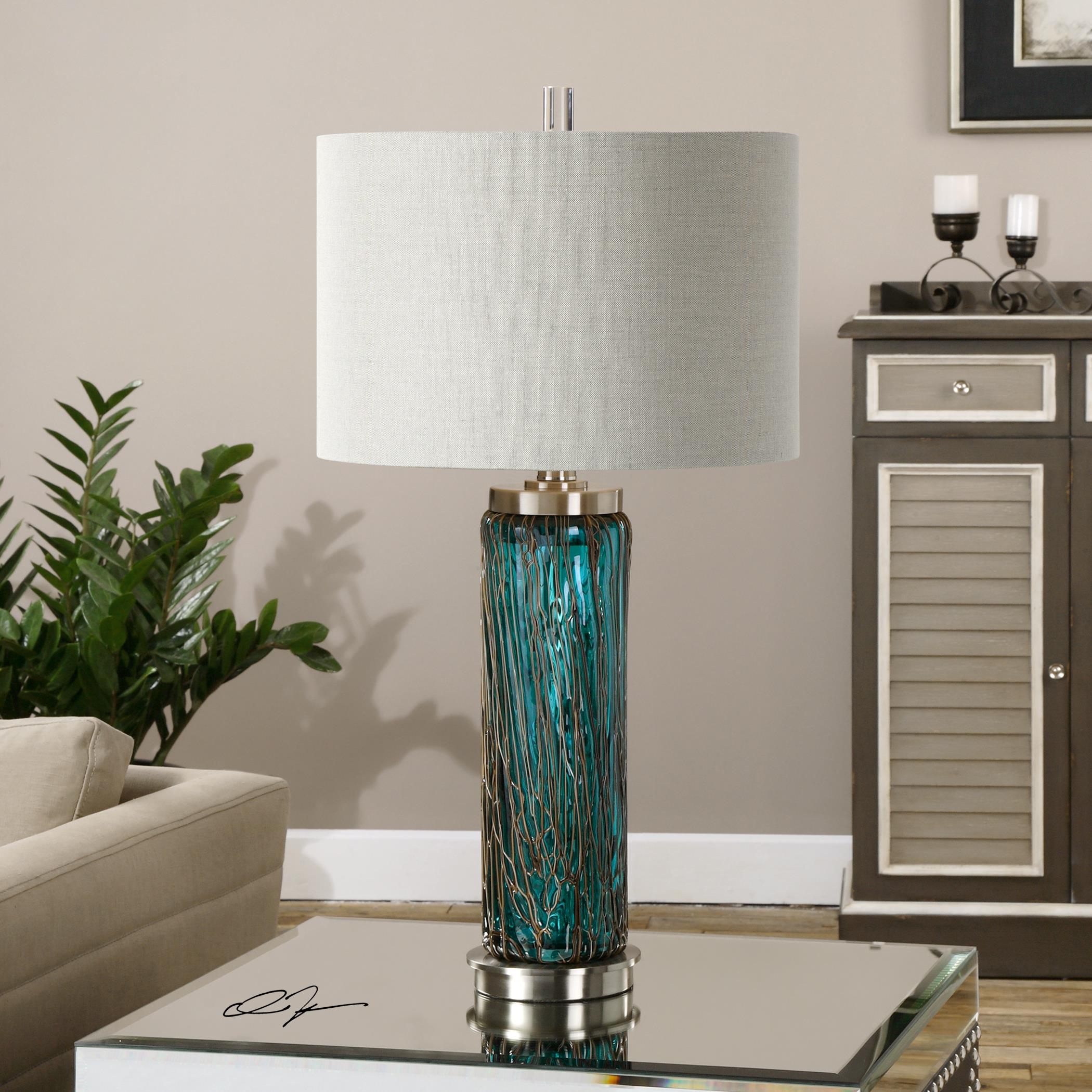 Uttermost Table Lamps Almanzora Blue Glass Lamp