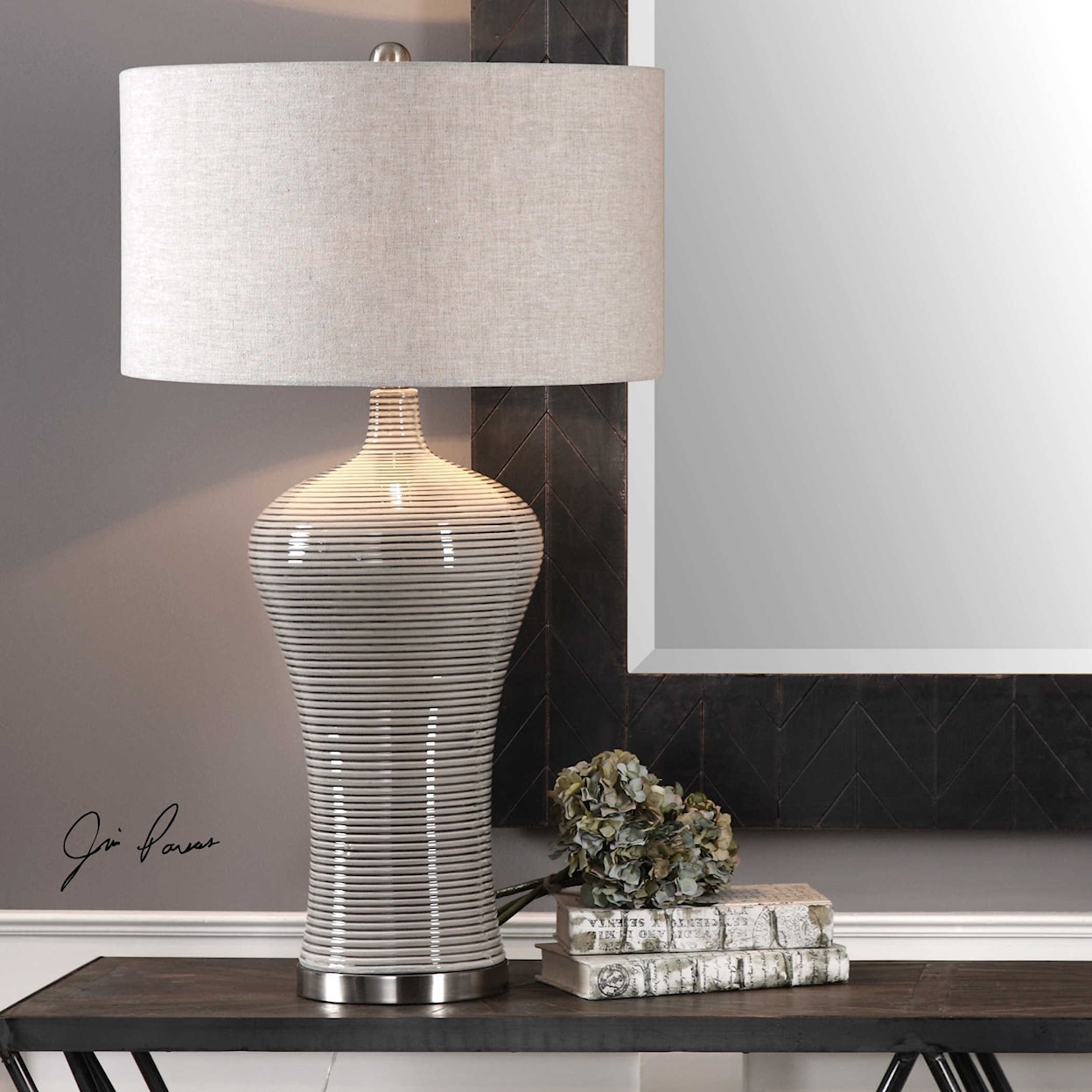 Uttermost Table Lamps Dubrava Light Gray Table Lamp