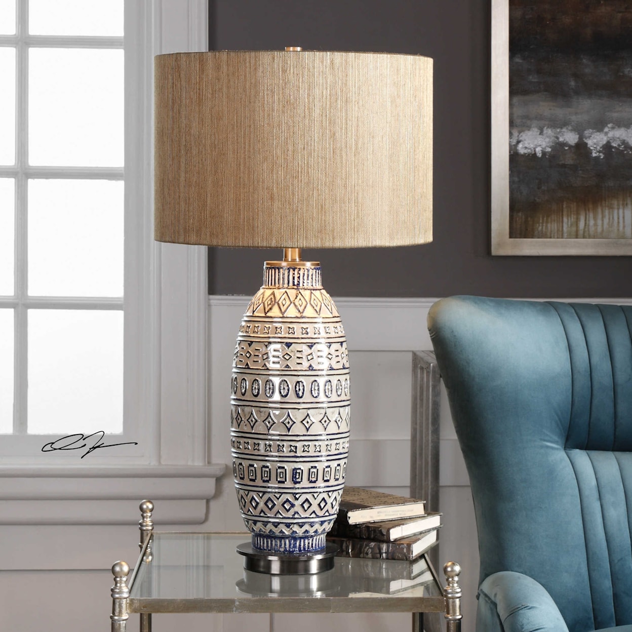 Uttermost Table Lamps Lokni Aged Ivory Table Lamp