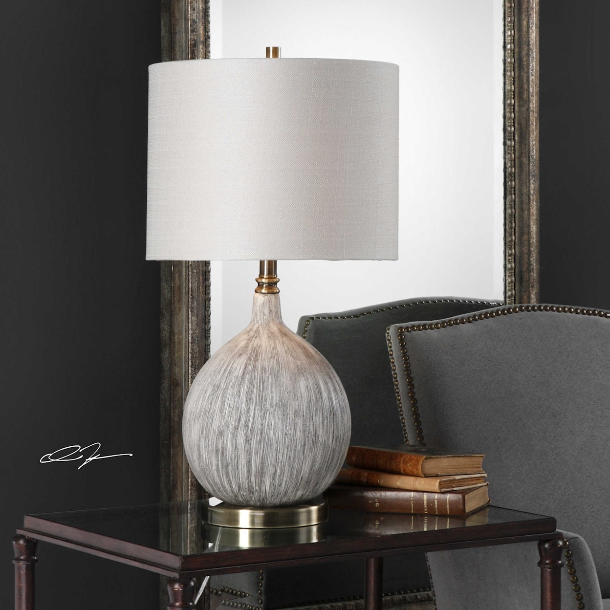 Uttermost Table Lamps Hedera Textured Ivory Table Lamp