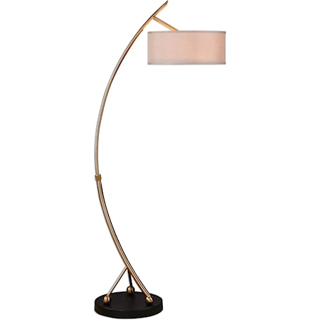 Uttermost Floor Lamps 28089-1 Vardar Curved Brass Floor Lamp, Wayside  Furniture & Mattress