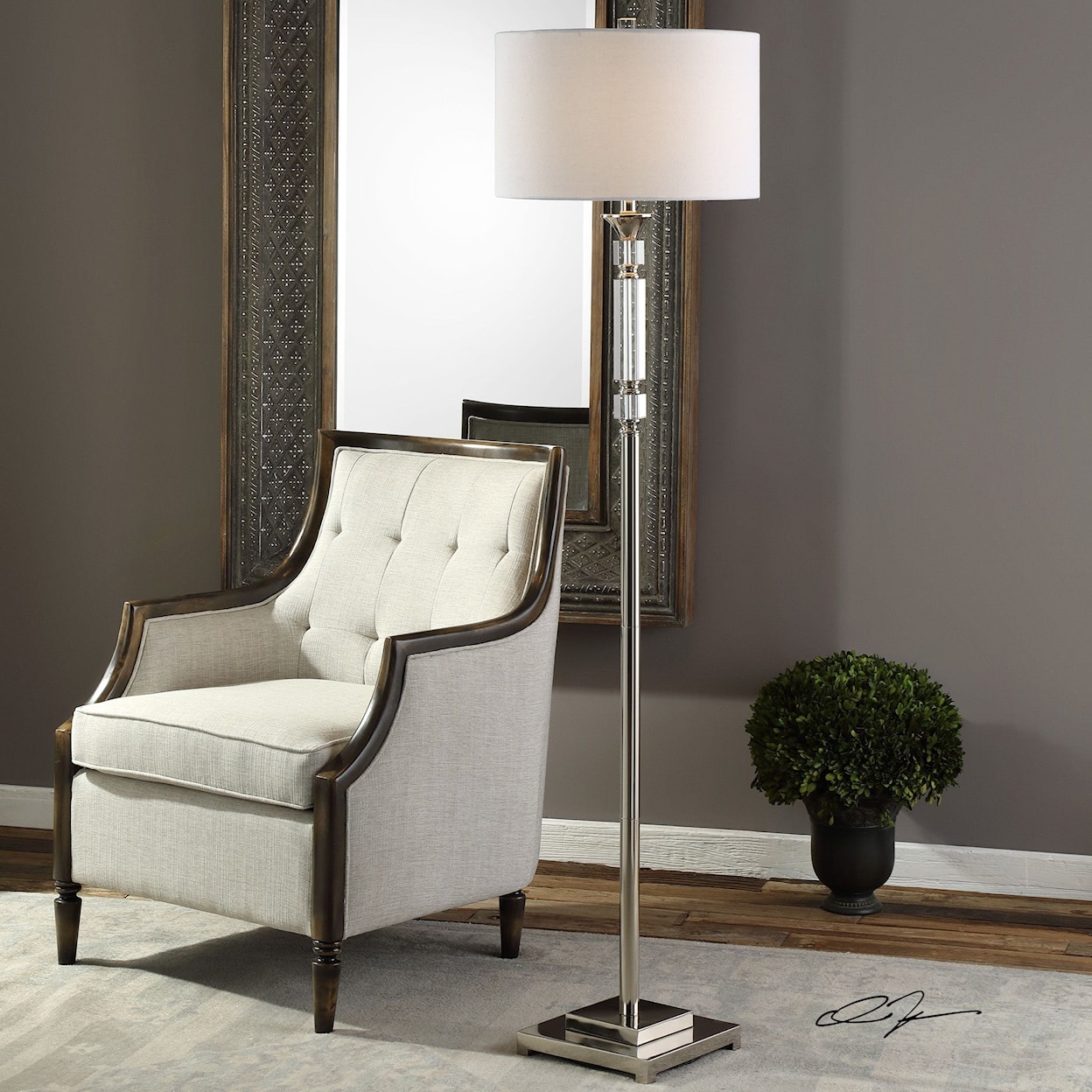 Uttermost Floor Lamps Volusia Nickel Floor Lamp