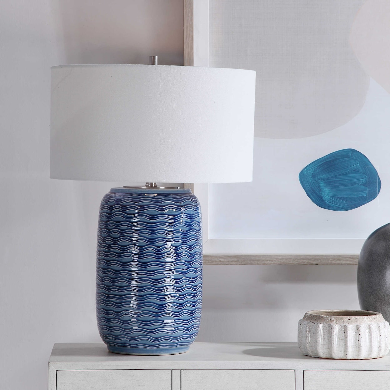 Uttermost Table Lamps Sedna Blue Table Lamp