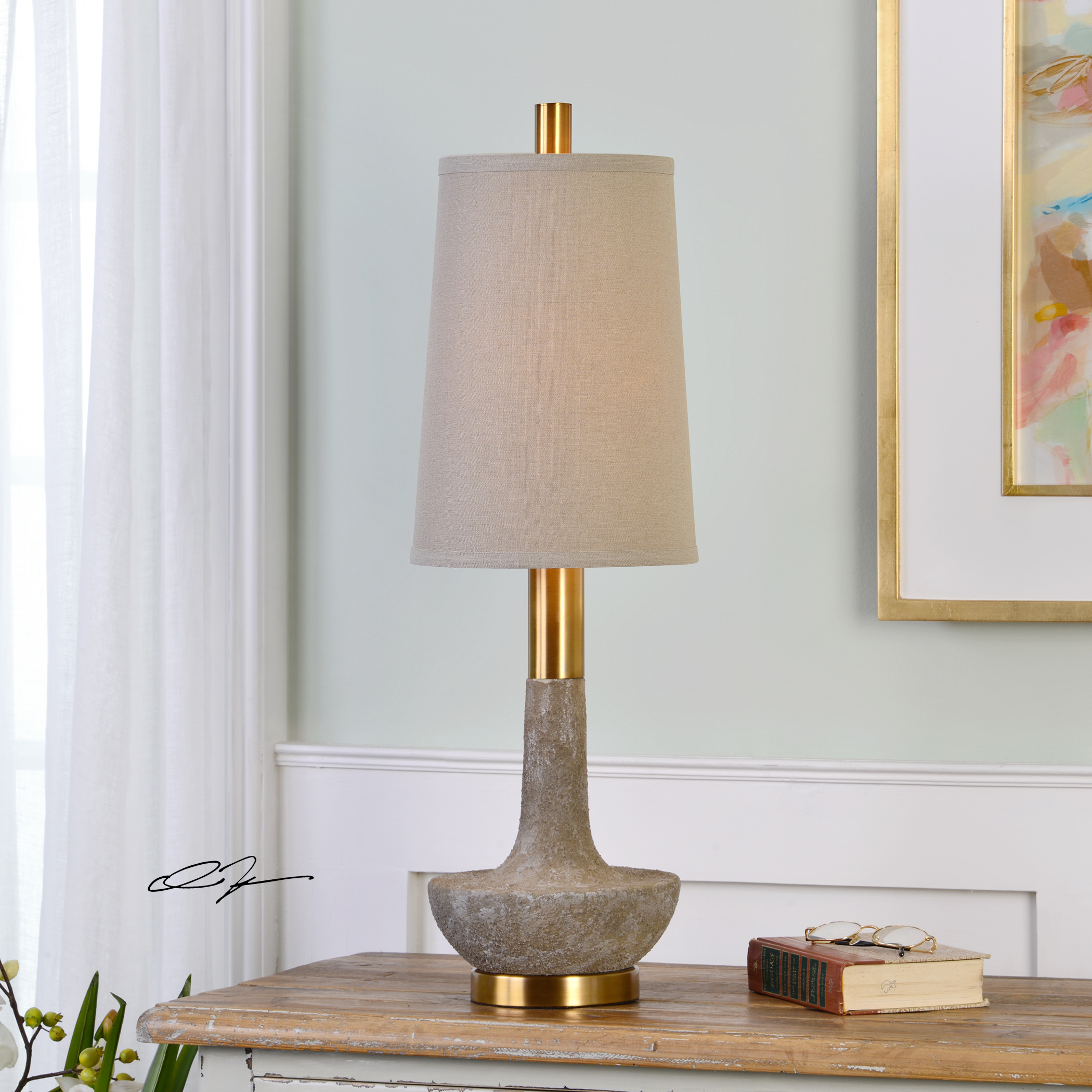 Volongo Stone Ivory Buffet Lamp
