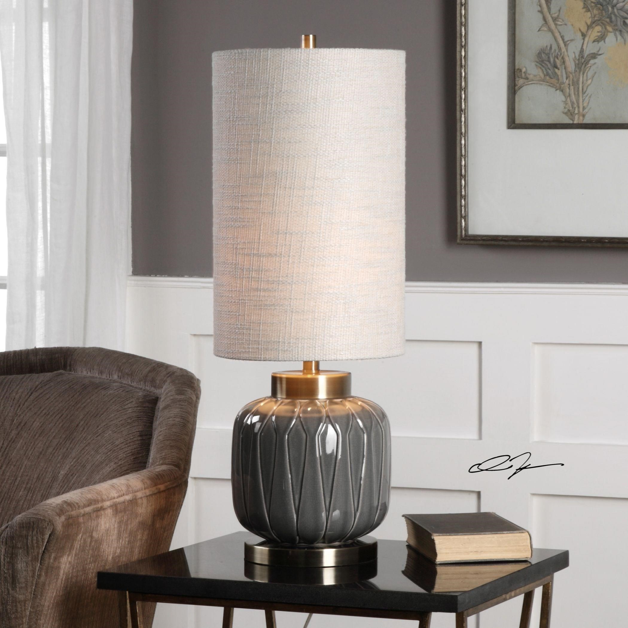 Zahlia Aged Gray Ceramic Lamp