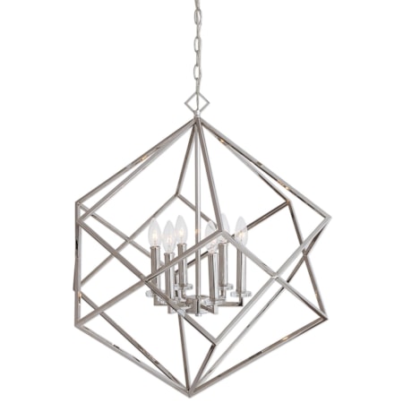 Euclid 6 Light Nickel Cube Pendant