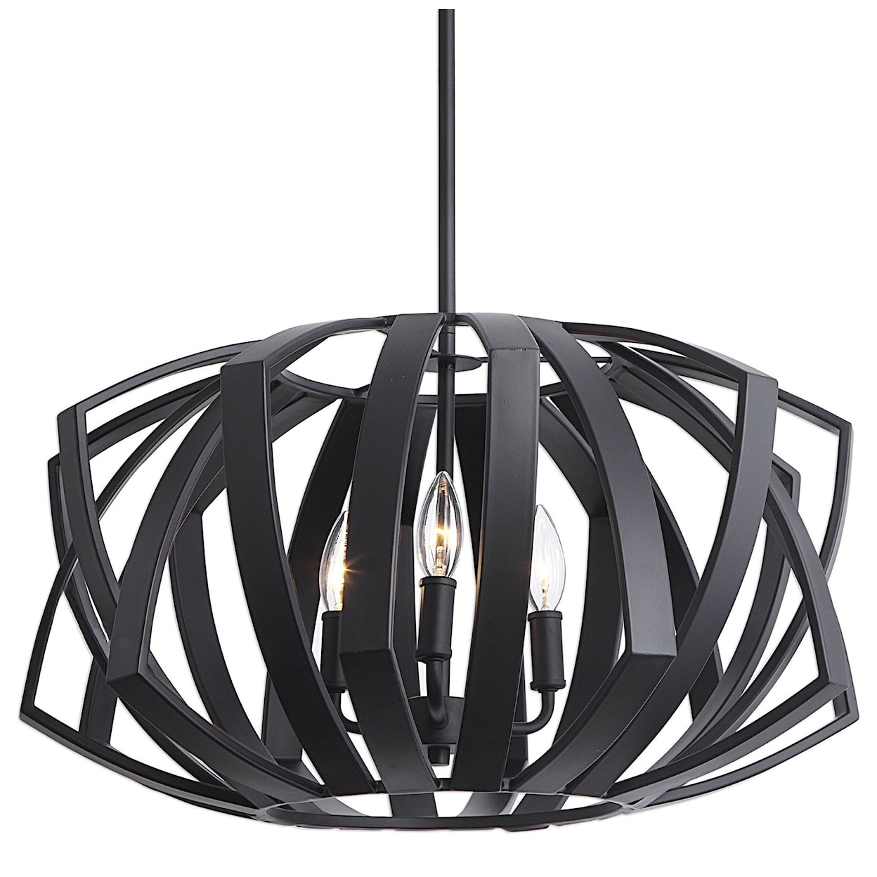 Uttermost Lighting Fixtures - Pendant Lights Thales Black Geometric 3 Light Pen