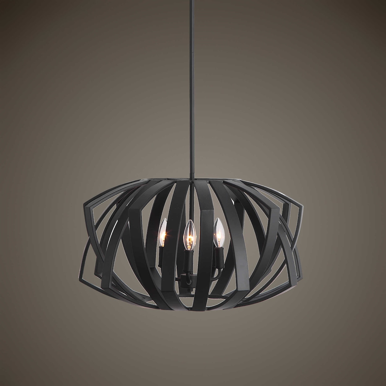 Uttermost Lighting Fixtures - Pendant Lights Thales Black Geometric 3 Light Pen