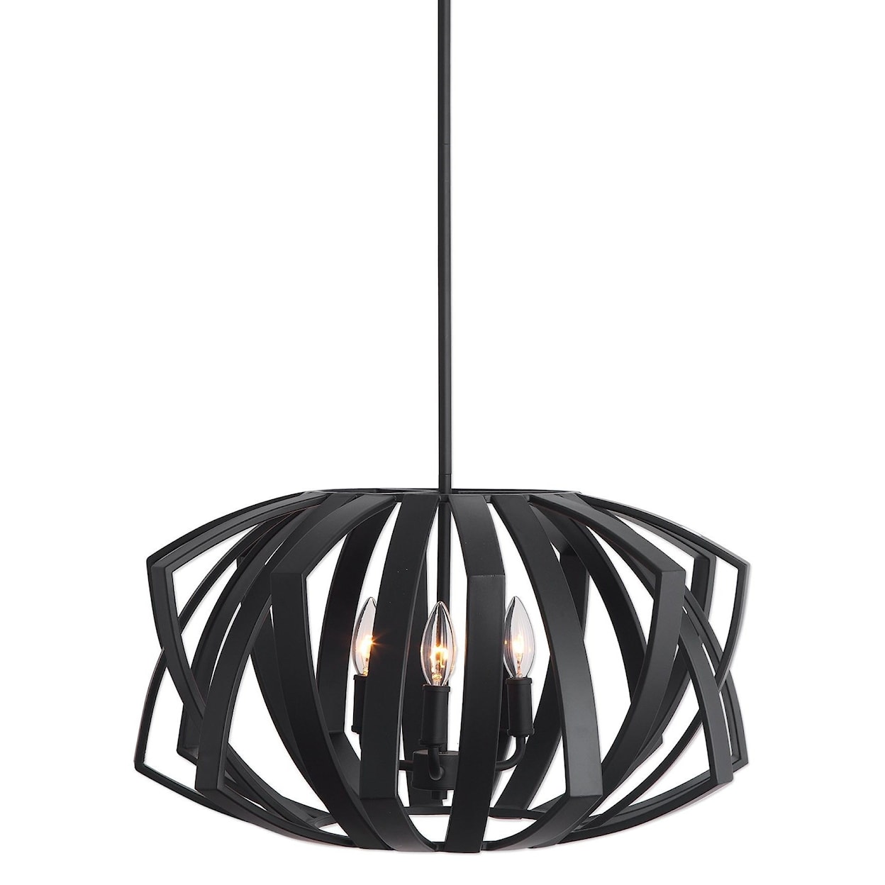 Uttermost Lighting Fixtures - Pendant Lights Thales Black Geometric 3 Light Pen