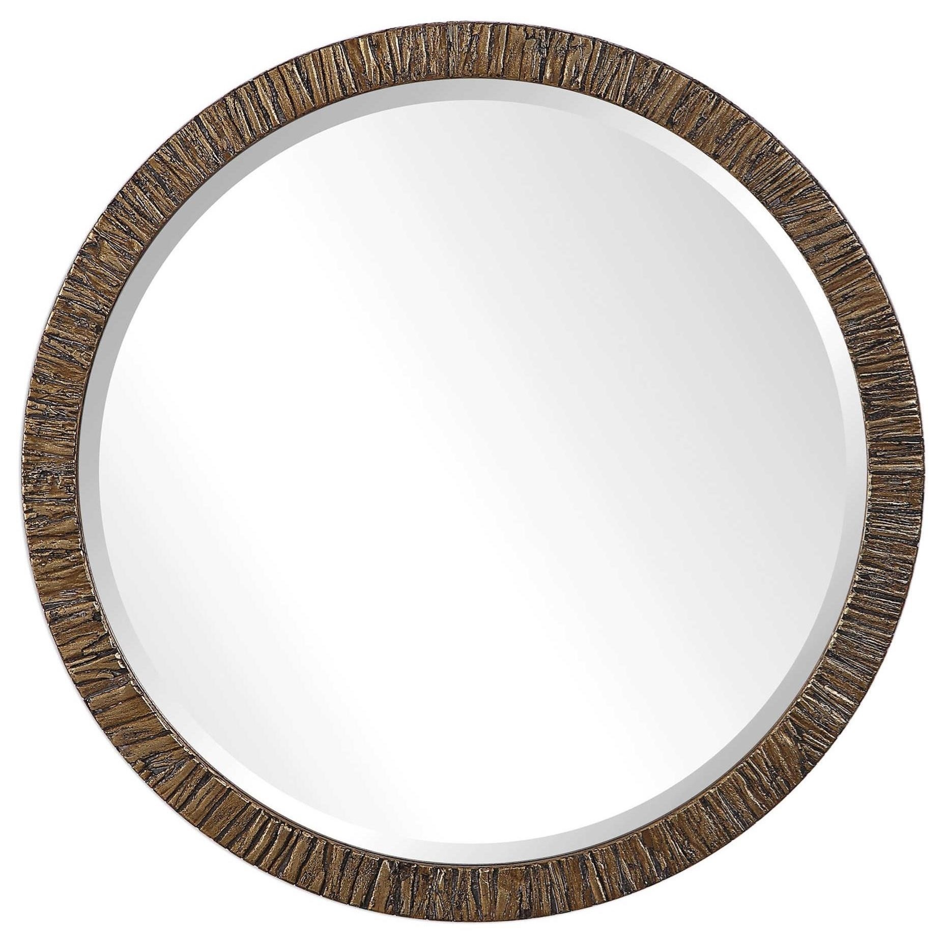 Wayde Gold Bark Round Mirror