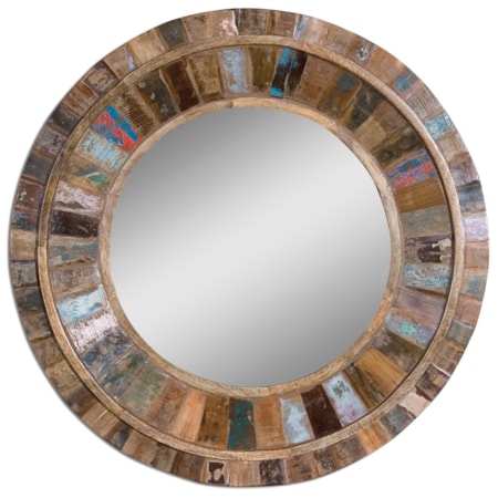 Jeremiah Round Wood Mirror