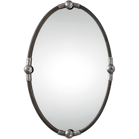 Carrick Black Oval Mirror