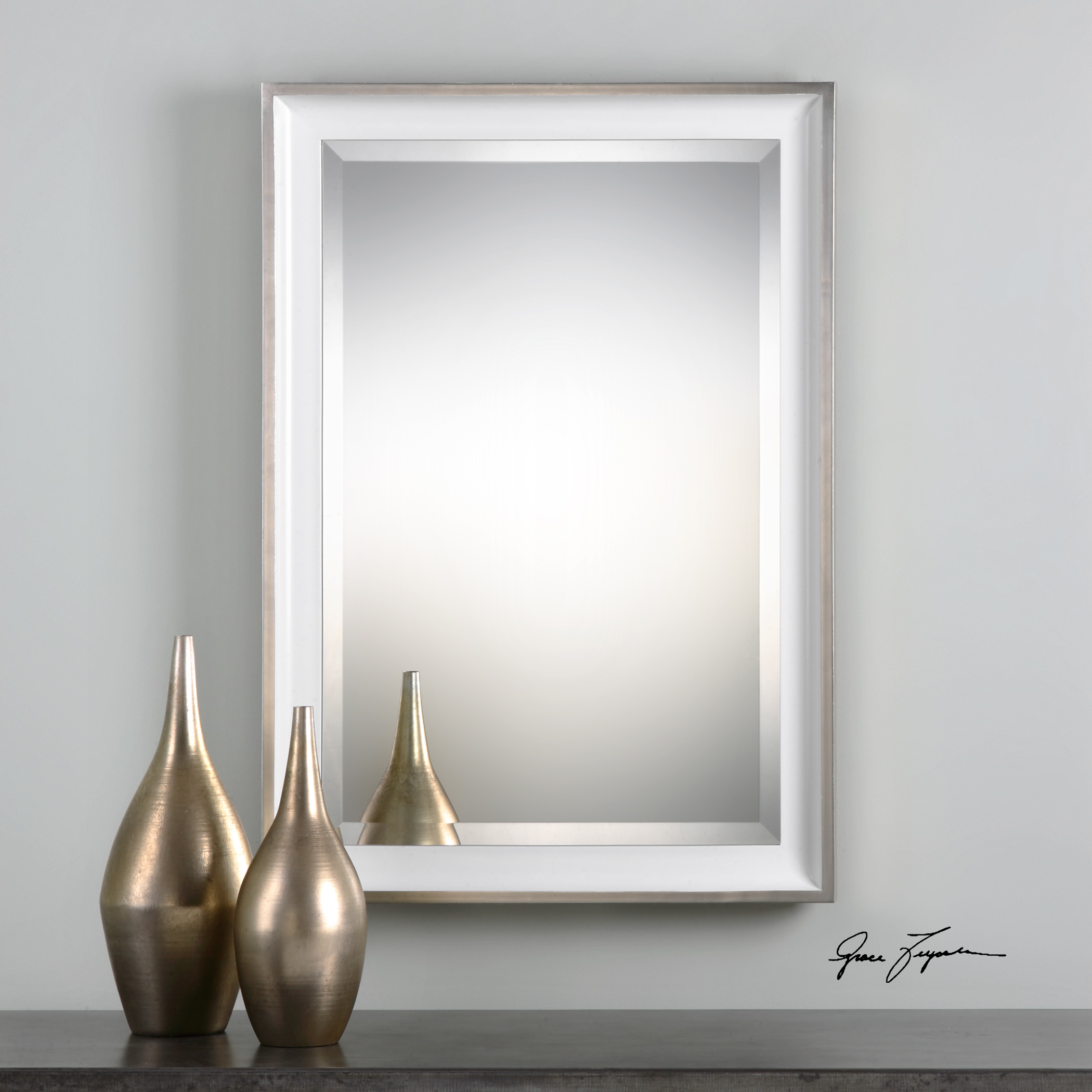 Ultimate Accents Mirrors Lahvahn White Silver Mirror