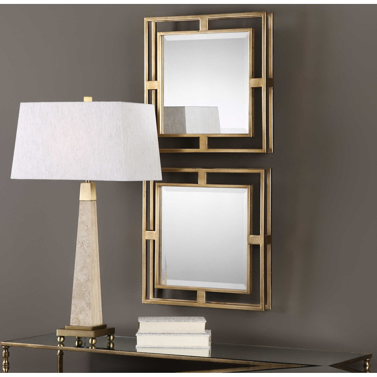 Uttermost Mirrors Allick Gold Square Mirrors (Set of 2)