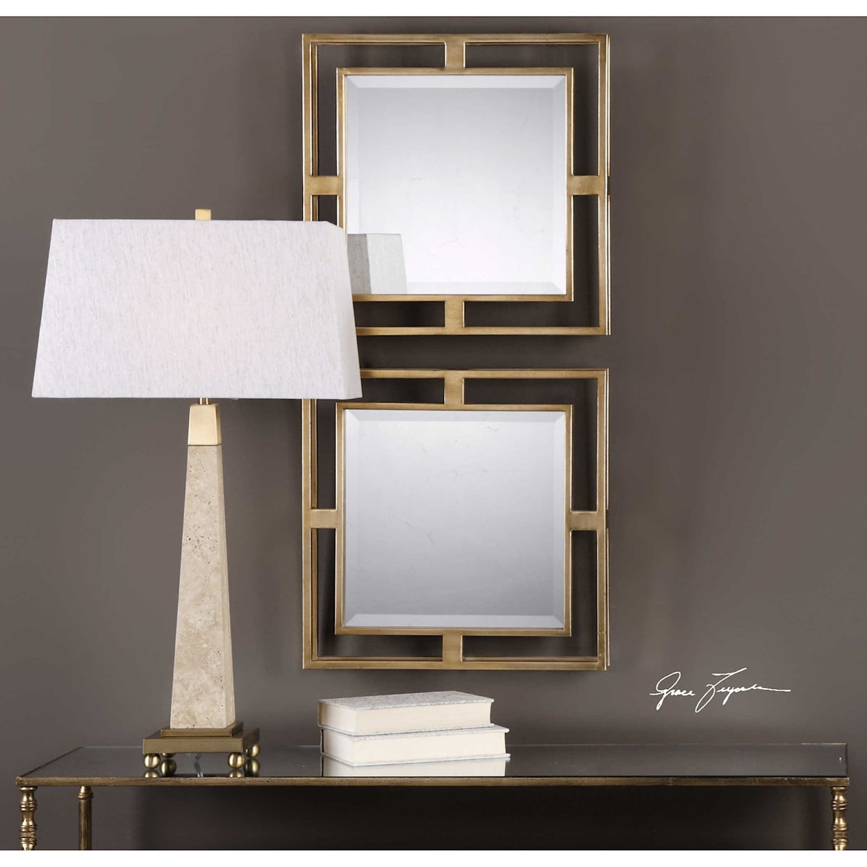 Uttermost Mirrors Allick Gold Square Mirrors (Set of 2)