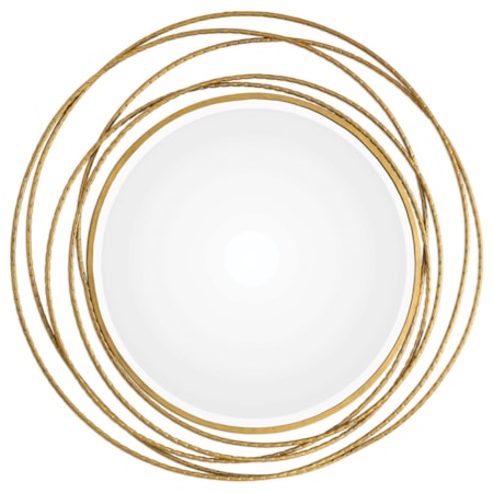 Whirlwind Gold Round Mirror